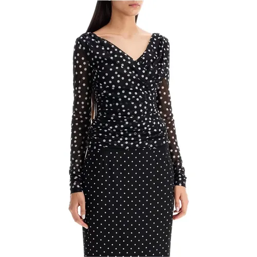 Polka Dot Drapiertes Top - Dolce & Gabbana - Modalova