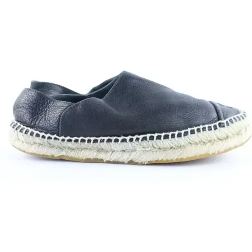 Pre-owned Flats, female, , Size: 9 1/2 US Pre-owned Flat Leather Espadrilles - Chanel Vintage - Modalova