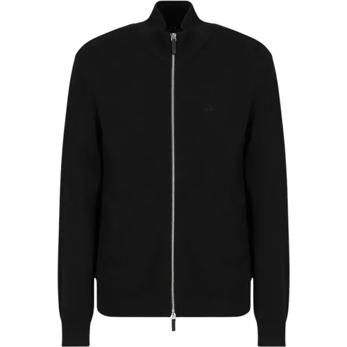 Zip-throughs, male, , Size: 2XL Cotton Zip Cardigan Sweater - Emporio Armani - Modalova