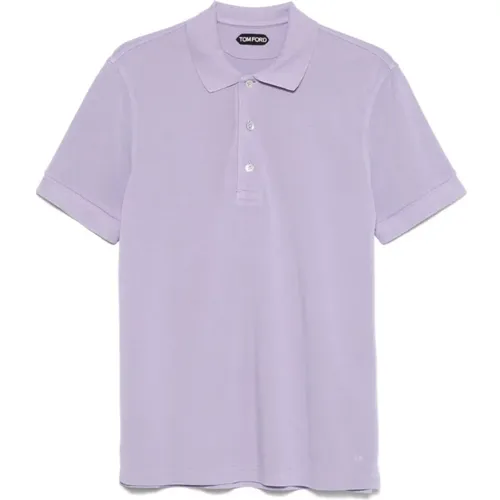 Polo Shirts, male, , Size: 3XL Lilac Polo Shirt Lyocell Piquet - Tom Ford - Modalova