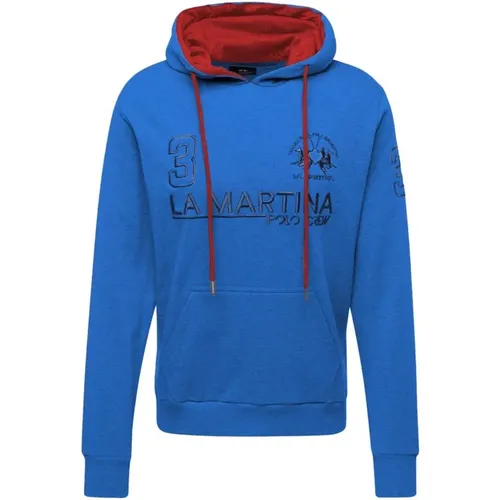 Hoodies, male, , Size: L Hooded Cotton Sweatshirt with Logo Embroidery - LA MARTINA - Modalova