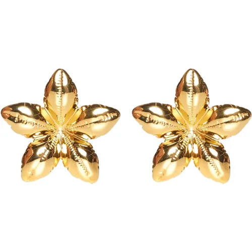 Golden Floral Engraved Earrings , female, Sizes: ONE SIZE - Marni - Modalova
