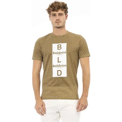 Graues Baumwoll-Stylisches T-Shirt , Herren, Größe: 2XL - Baldinini - Modalova