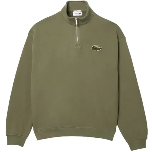 Sweatshirts, male, , Size: M Mens Cotton Khaki Sweatshirt - Lacoste - Modalova