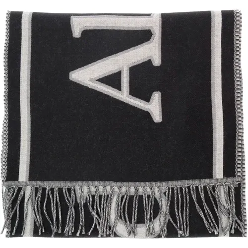 Winter Scarves, male, , Size: ONE SIZE Fringed Varsity Logo Scarf White - alexander mcqueen - Modalova