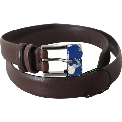 Belts, unisex, , Size: 85 CM Elegant Leather Classic Belt with Silver-Tone Buckle - Costume National - Modalova