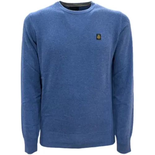 Round-neck Knitwear, male, , Size: S Wool Pullover with Front Logo - RefrigiWear - Modalova