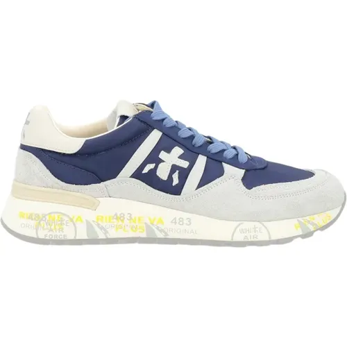 Blue and white suede sneaker Landeck , male, Sizes: 9 UK, 11 UK, 6 UK, 8 UK, 10 UK - Premiata - Modalova