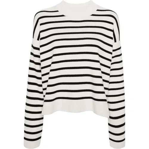 Striped Knit Sweater Grey , female, Sizes: M, L - Ami Paris - Modalova