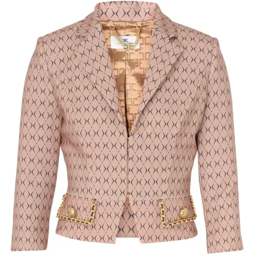 Kamel Schwarze Jacke Gis8546E2-Cm3 , Damen, Größe: M - Elisabetta Franchi - Modalova