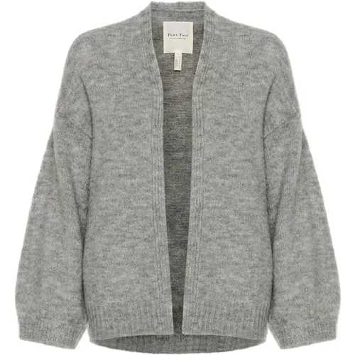 Soft Knit Cardigan Medium Grey Melange , female, Sizes: M, XS, 3XL, XL, L, 2XL - Part Two - Modalova