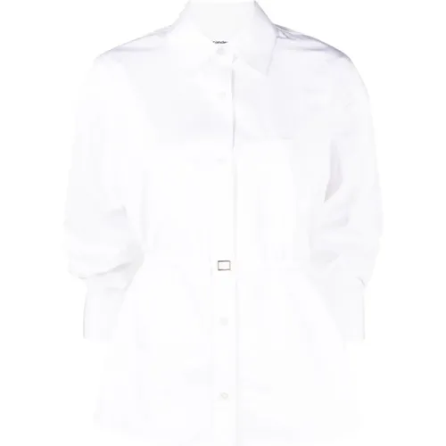 Weißes Hemd mit Taillenbindung und besticktem Logo - alexander wang - Modalova