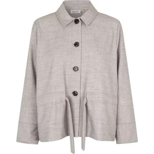 Grey Melange Jacket with Button Closure , female, Sizes: M - Masai - Modalova