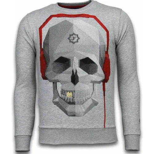 Skull Beat Rhinestone Sweater - Local Fanatic - Modalova