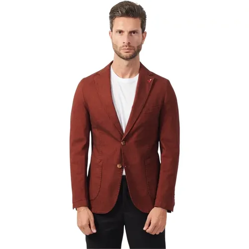 Rote Slim Fit Jacke Leichter Stoff , Herren, Größe: S - Mulish - Modalova