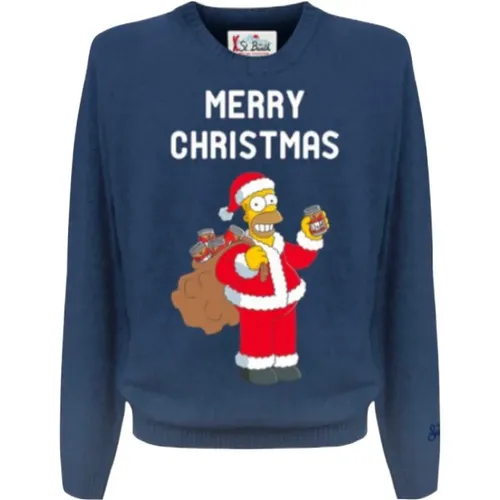 Round-neck Knitwear, male, , Size: S Christmas Edition Homer Simpson Sweater - MC2 Saint Barth - Modalova