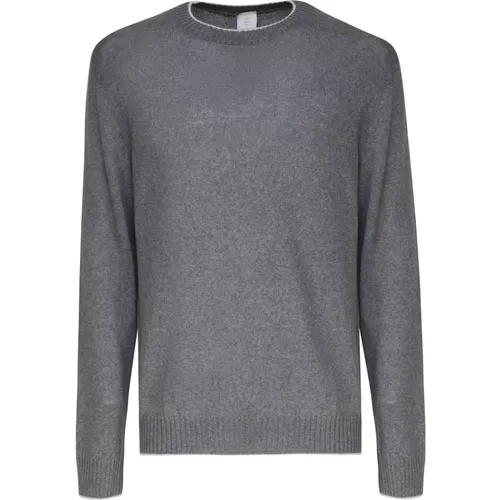 Grey Virgin Wool Sweater Round Collar , male, Sizes: L, XL, M, 2XL - Eleventy - Modalova