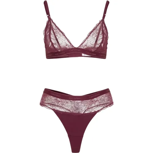 Bordeaux Modern Lace Unterwäsche Set , Damen, Größe: L - Calvin Klein - Modalova