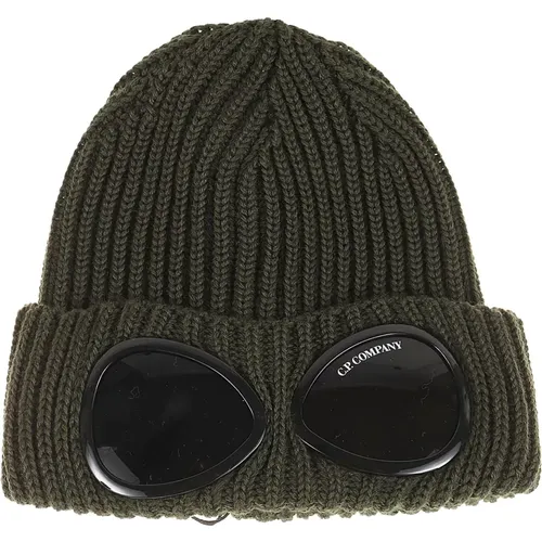 Beanie with Goggle Lens Detail , male, Sizes: ONE SIZE - C.P. Company - Modalova