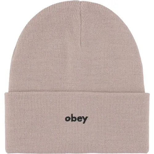 Beanies, male, , Size: ONE SIZE Ribbed Stretch Beanie Mushroom Hat - Obey - Modalova