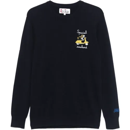 Blauer Strickpullover Snoopy Weekend Stil , Herren, Größe: L - MC2 Saint Barth - Modalova