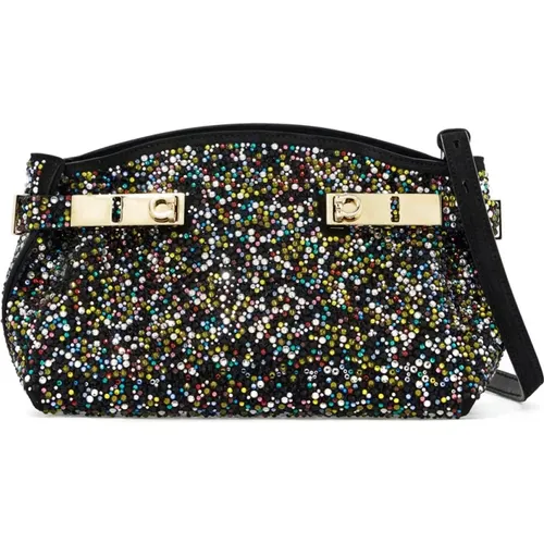 Crystal Studded Hug Clutch Bag , female, Sizes: ONE SIZE - Salvatore Ferragamo - Modalova