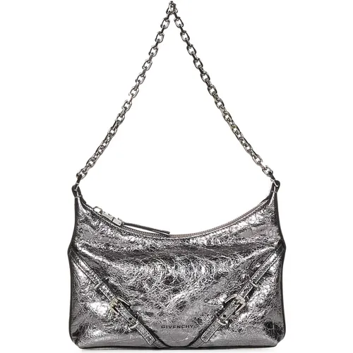 Silvery Grey Leather Shoulder Bag , female, Sizes: ONE SIZE - Givenchy - Modalova