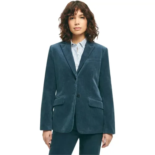 Blauer Stretch-Cord-Blazer aus Baumwolle , Damen, Größe: M - Brooks Brothers - Modalova