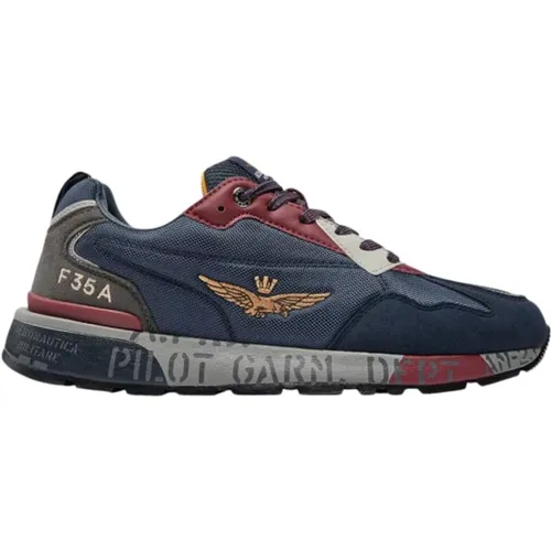 Urban Sportliche Sneakers Grau Blau - aeronautica militare - Modalova