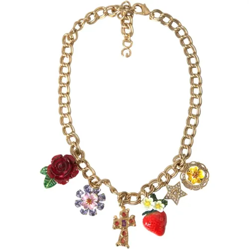 Necklaces, female, , Size: ONE SIZE Crystal Cross Pendant Necklace - Dolce & Gabbana - Modalova