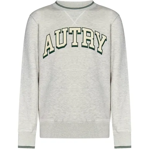 Sweatshirts, male, , Size: L Grey Logo Print Sweatshirt Aw24 - Autry - Modalova