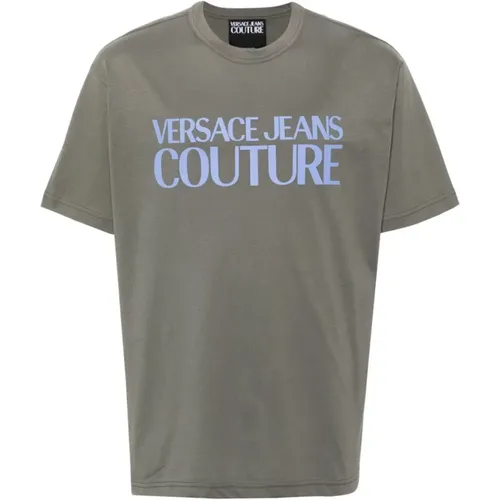 Men's Grey T-Shirts & Polos Ss24 , male, Sizes: L, XL, M, S, 2XL - Versace Jeans Couture - Modalova