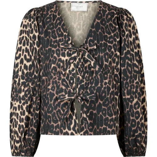 Blouses, female, , Size: XL Leopard Print Blouse with Tie Detail - NEO NOIR - Modalova