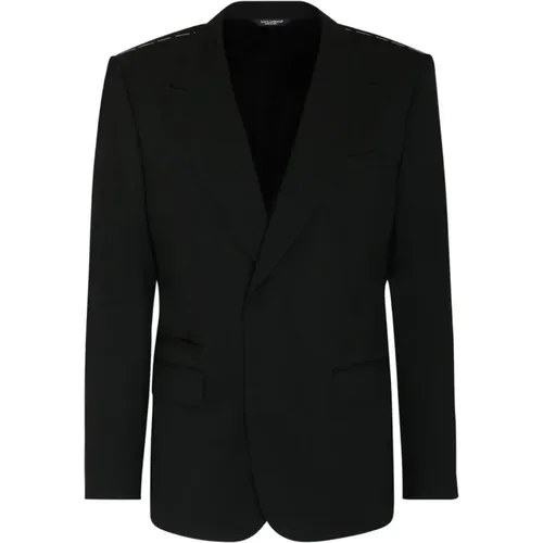 Blazers, male, , Size: M Virgin Wool Single Breasted Blazer - Dolce & Gabbana - Modalova