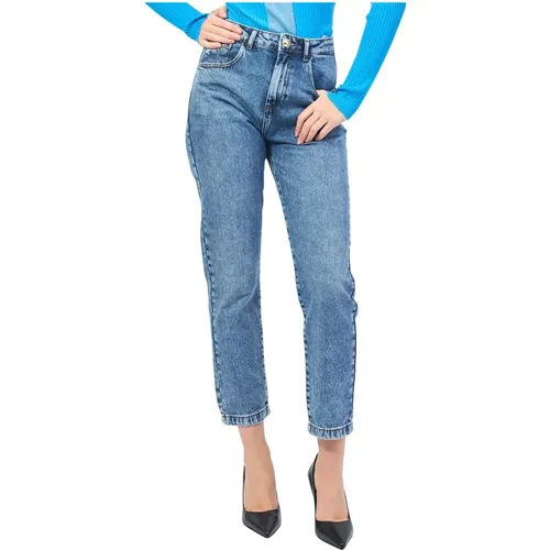 Hohe Taille Gekürzte Blaue Jeans , Damen, Größe: W25 - YES ZEE - Modalova