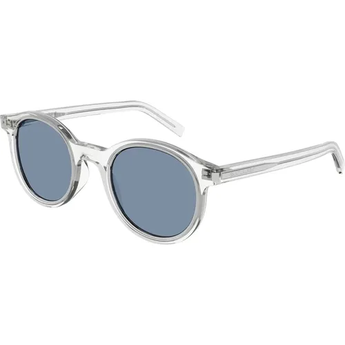 Crystal/Blue Rim Sunglasses , unisex, Sizes: 47 MM - Saint Laurent - Modalova