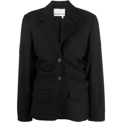 Schwarzer Drapierter Blazer mit Knopfverschluss , Damen, Größe: XS - Remain Birger Christensen - Modalova