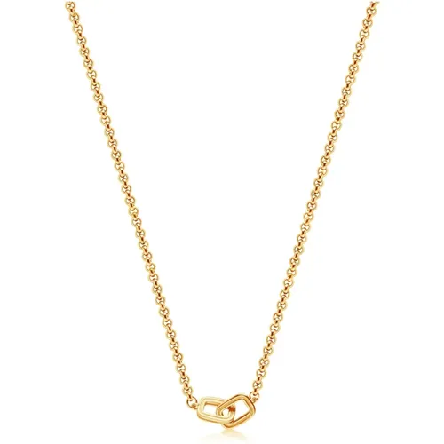 Mens Gold Chain with Interlocking Rings , male, Sizes: M - Nialaya - Modalova