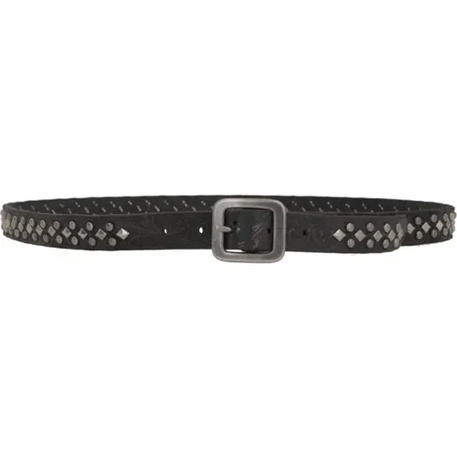 Belts, male, , Size: 90 CM Leather Studded Belt Los Angeles - HTC - Modalova