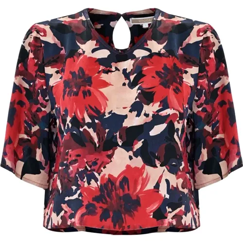 Blumige V-Ausschnitt Crop-Bluse , Damen, Größe: M - Kocca - Modalova