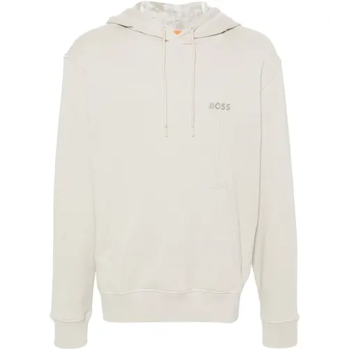 Bestickter Logo Kapuzenpullover aus Baumwolle , Herren, Größe: L - Boss Orange - Modalova