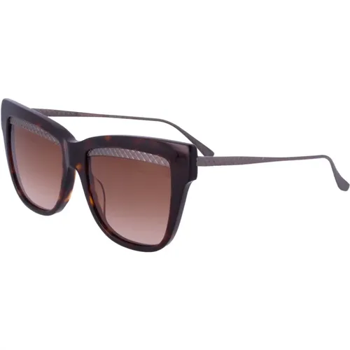 Sonnenbrille Bv0074S-003 Havana/Gunmetal Braun , Damen, Größe: 53 MM - Bottega Veneta - Modalova