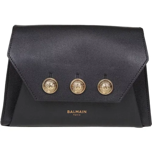 Leather Shoulder Bag with Chains , female, Sizes: ONE SIZE - Balmain - Modalova