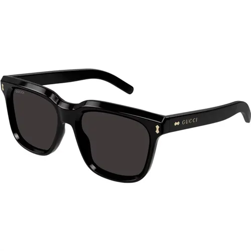 Schwarze/Graue Sonnenbrille , Herren, Größe: 53 MM - Gucci - Modalova