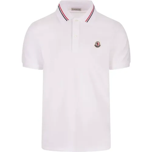 Polo Shirt Tricolour Trim Logo , male, Sizes: L, S - Moncler - Modalova