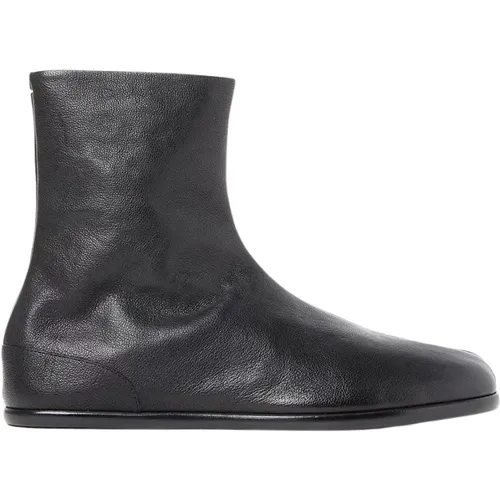 Leather Tabi Ankle Flat Boots , male, Sizes: 10 UK, 9 UK, 8 UK - Maison Margiela - Modalova