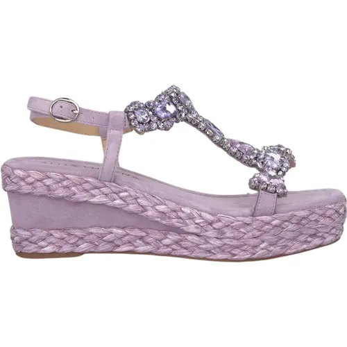 Woven Rhinestone Wedge Sandal , female, Sizes: 7 UK, 6 UK, 4 UK, 8 UK - Alma en Pena - Modalova