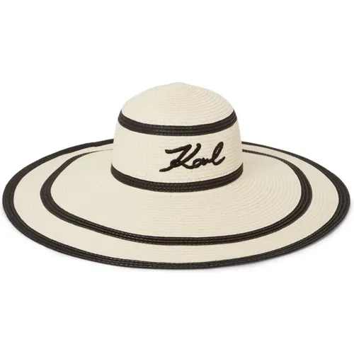 Natural Striped Logo Black Hat , female, Sizes: ONE SIZE - Karl Lagerfeld - Modalova