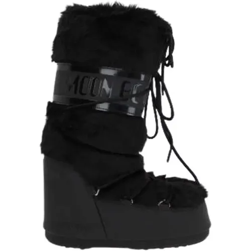 Schwarze Schneestiefel mit Kunstpelz , Damen, Größe: 35 EU - moon boot - Modalova