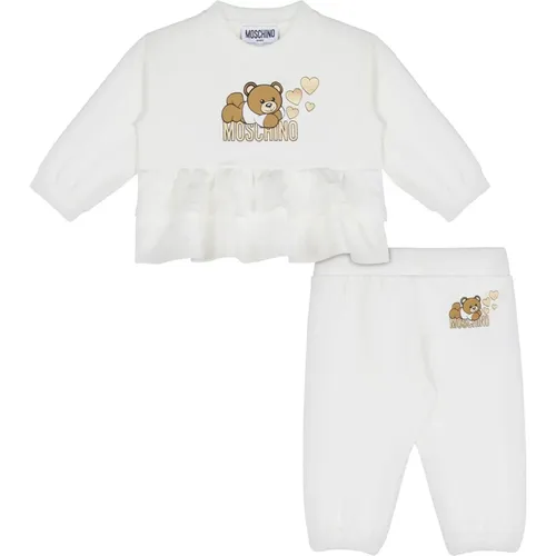 Teddy Bear Crewneck Sweatshirt Set,Weiße Kinderkleider - Moschino - Modalova